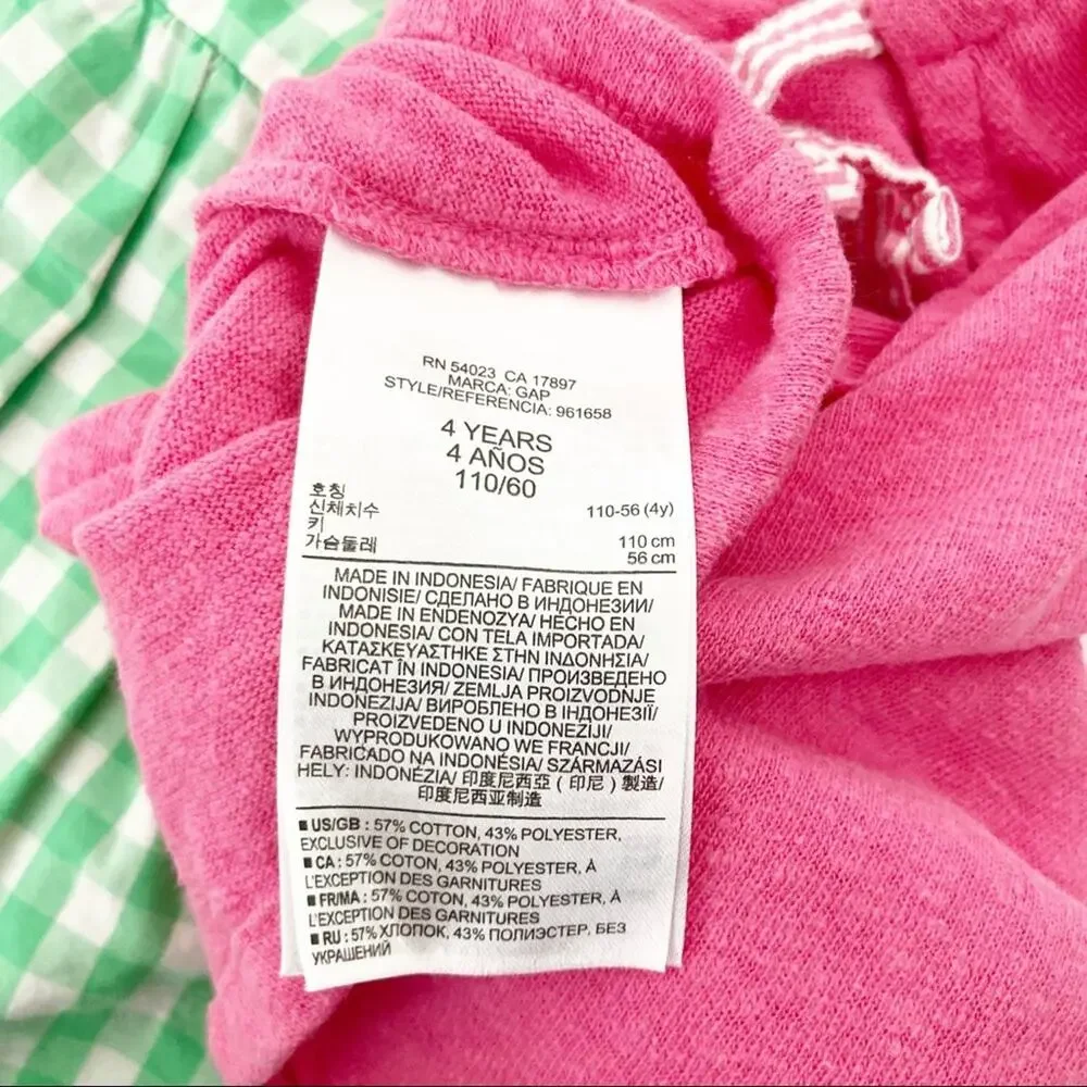 Baby Gap Lot of 2 Shirts Green Plaid Pink Terrycloth Sz 4